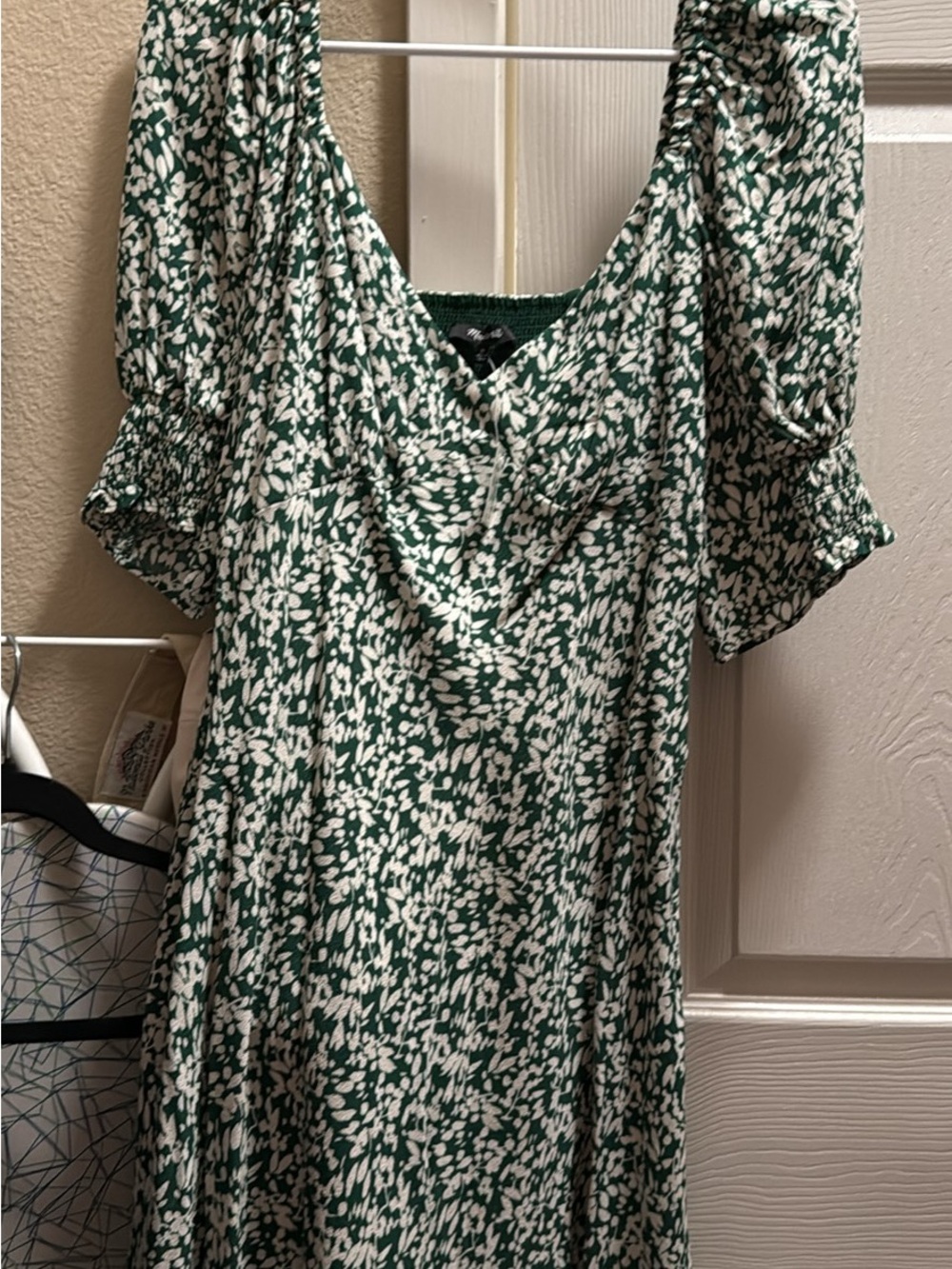 Madewell Green and White Floral Midi Dress